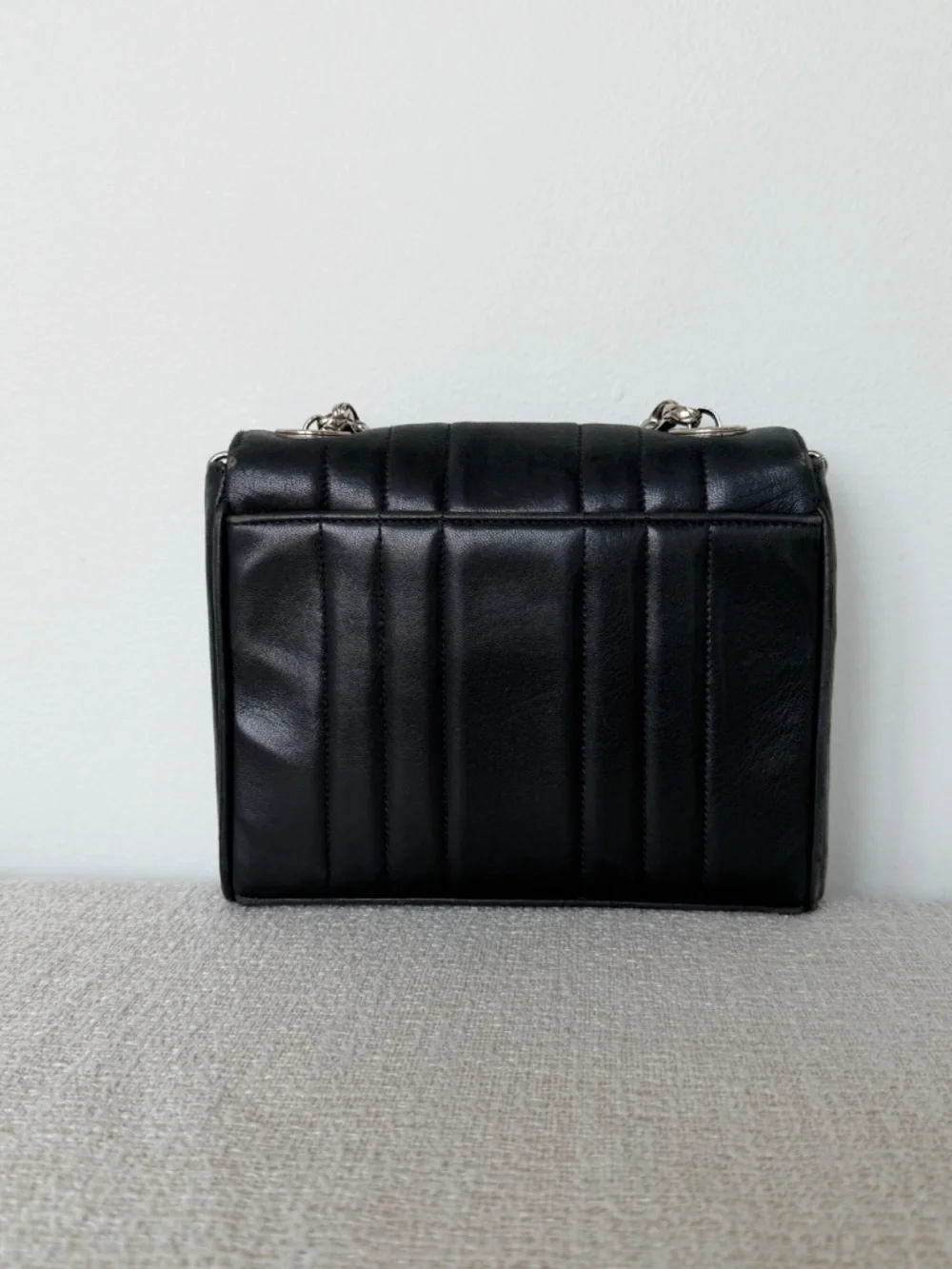 Chanel Mini Square Black Leather Crossbody Bag Vintage Rare